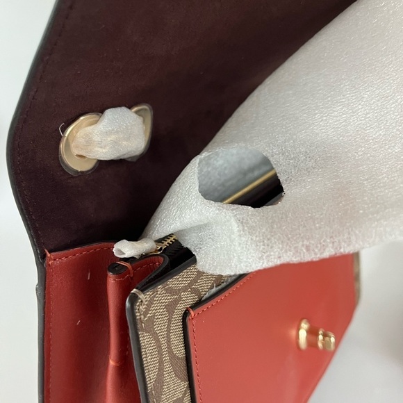 Coach Signature Lane Satchel w/ Chain - Khaki/Terracotta - Picture 7 of 9